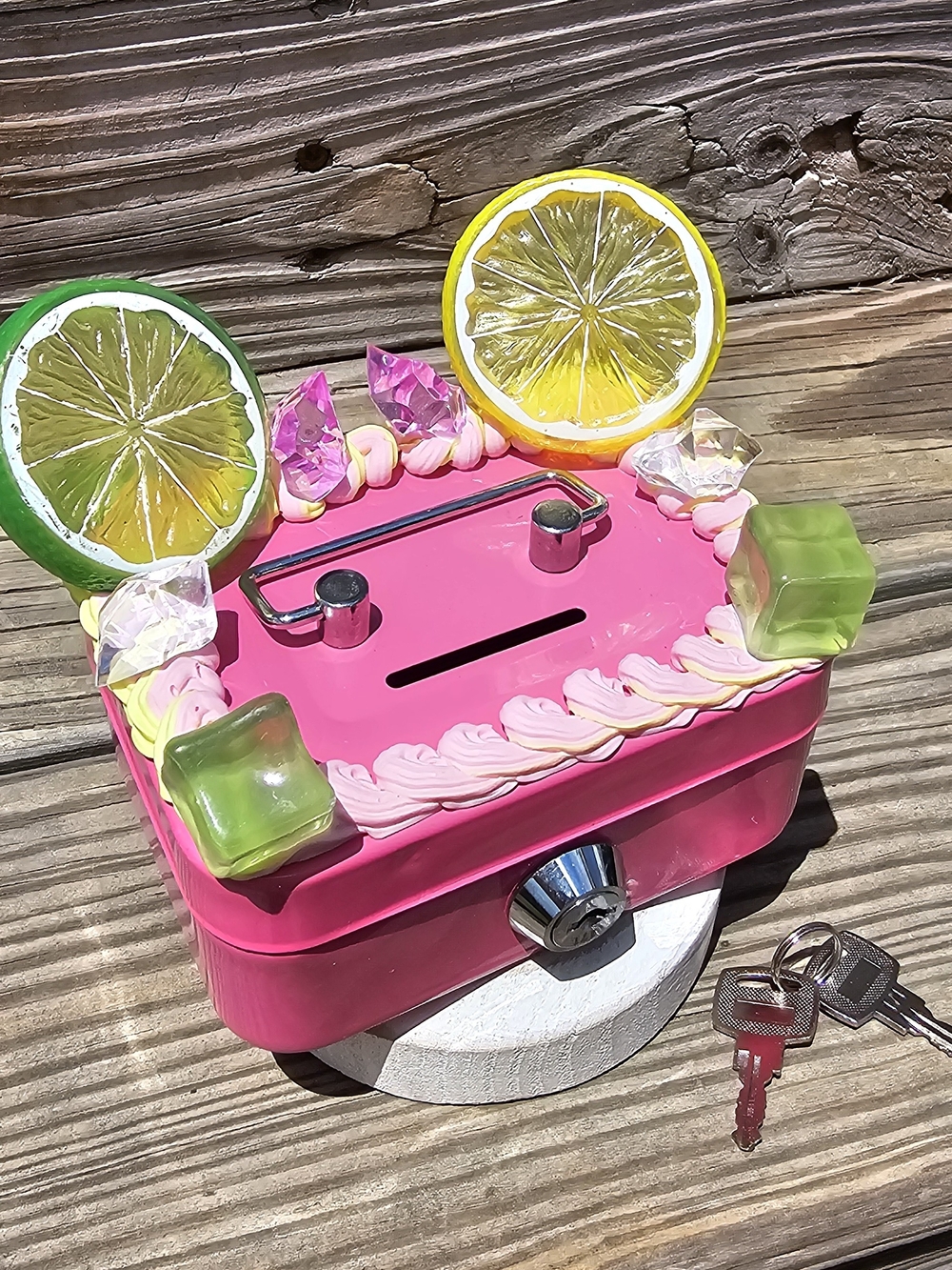 Custom Pink Mini Cash Box With Keys